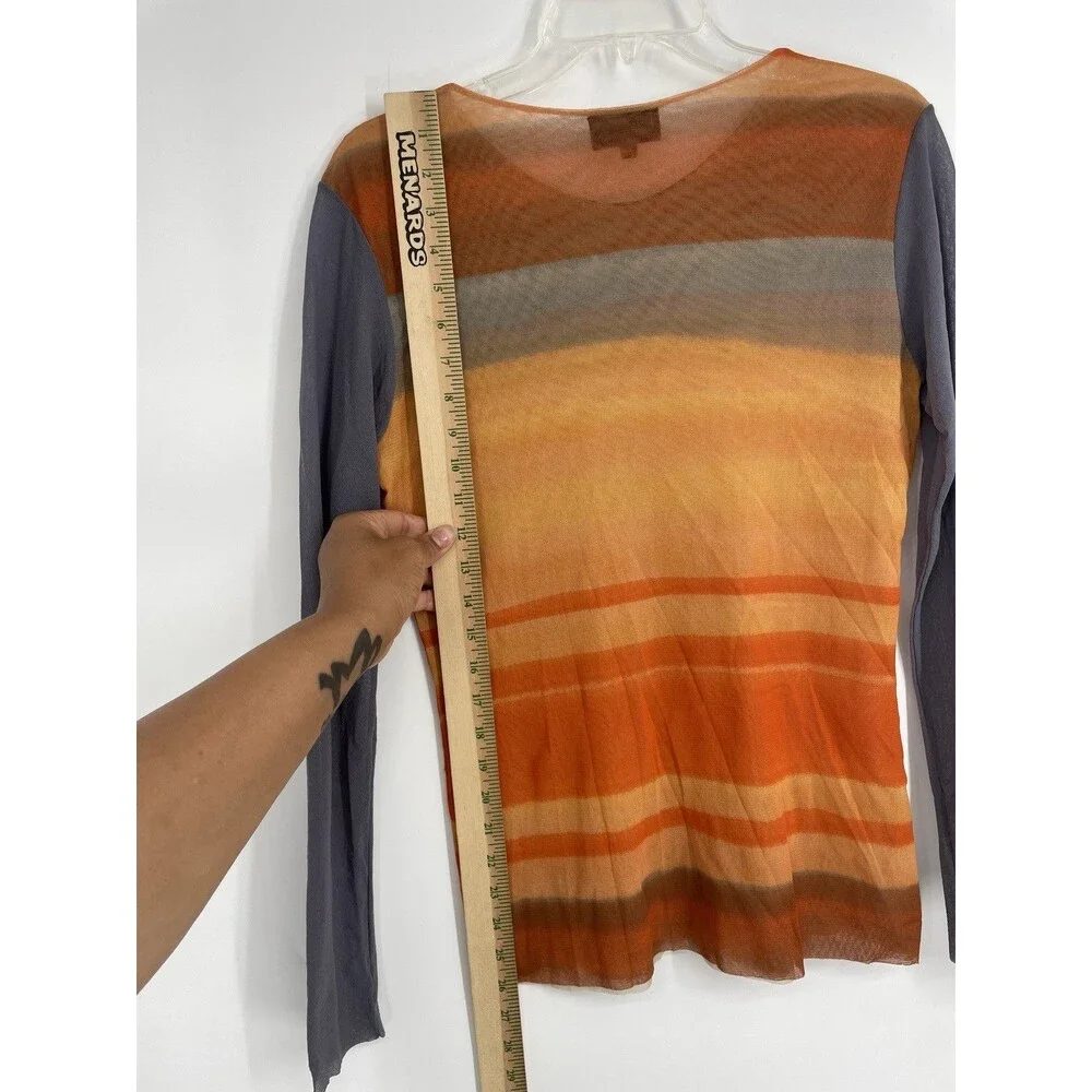 Petit Pois by Viviana G Mesh Top Orange 2 Piece Long Sleeve Top Artsy Y2K USA